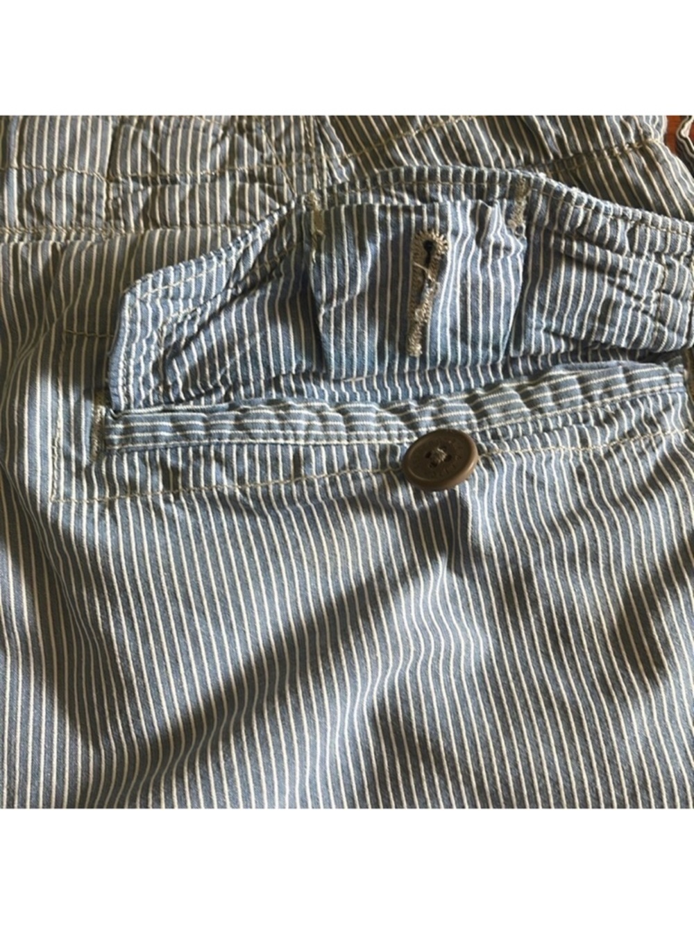 Abercrombie & Fitch Blue White Pinstripe Shorts High Rise Button Fly 32 - Picture 9 of 9
